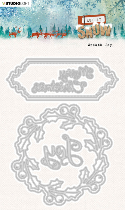 Matrices de découpe SL Couronne Joie Laisse Neiger 107x140x1mm 6 pièces n°376