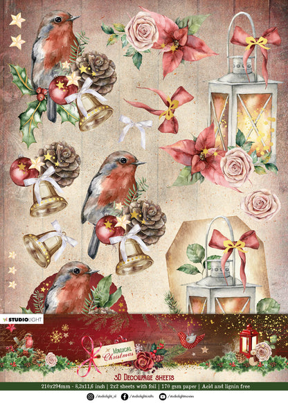 SL Lot de papiers 3D prédécoupés Noël Magique 210x297x2mm 4 feuilles n°33