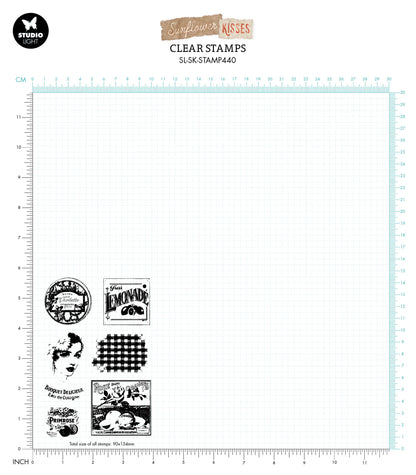 SL Clear Stamp Vintage Labels Sunflower Kisses 90x134x3mm 7 PC nr.440