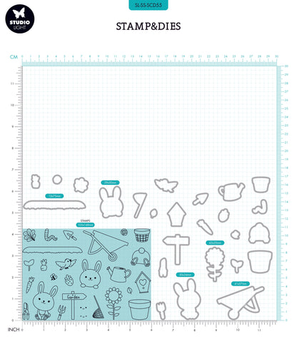 SL Tampon & matrice de découpe Lapin Jardin Douces Histoires 154x213x1mm 62 pièces n°55