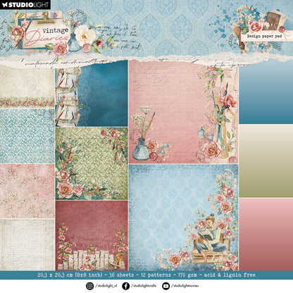 SL Design Bloc de papier fond papier vintage journaux 36 feuilles