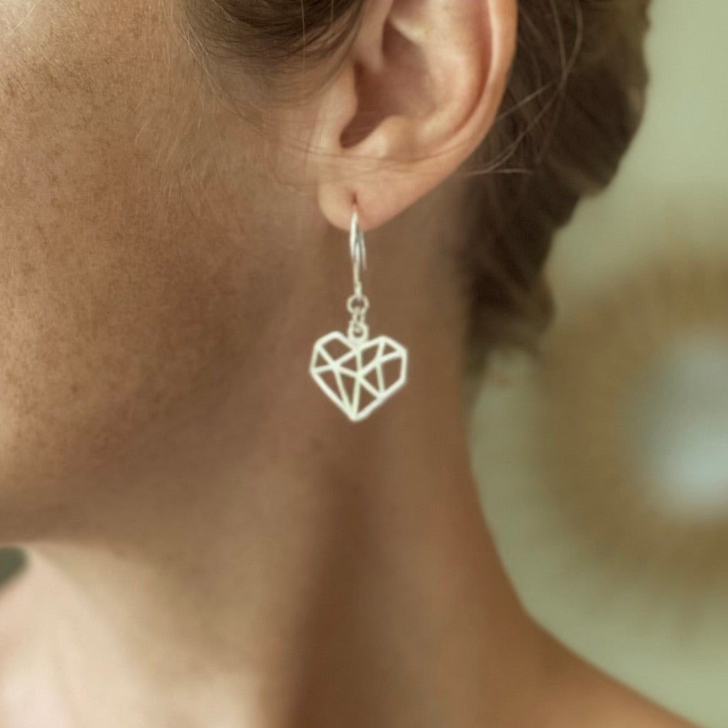 Boucles d'oreilles breloque cœur en plaqué argent