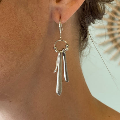 Boucles d'oreilles pendantes doubles en plaqué argent