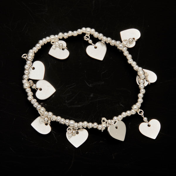 Bracelet extensible cœur plaqué argent