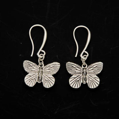 Boucles d'oreilles Breloques Papillon en Plaqué Argent
