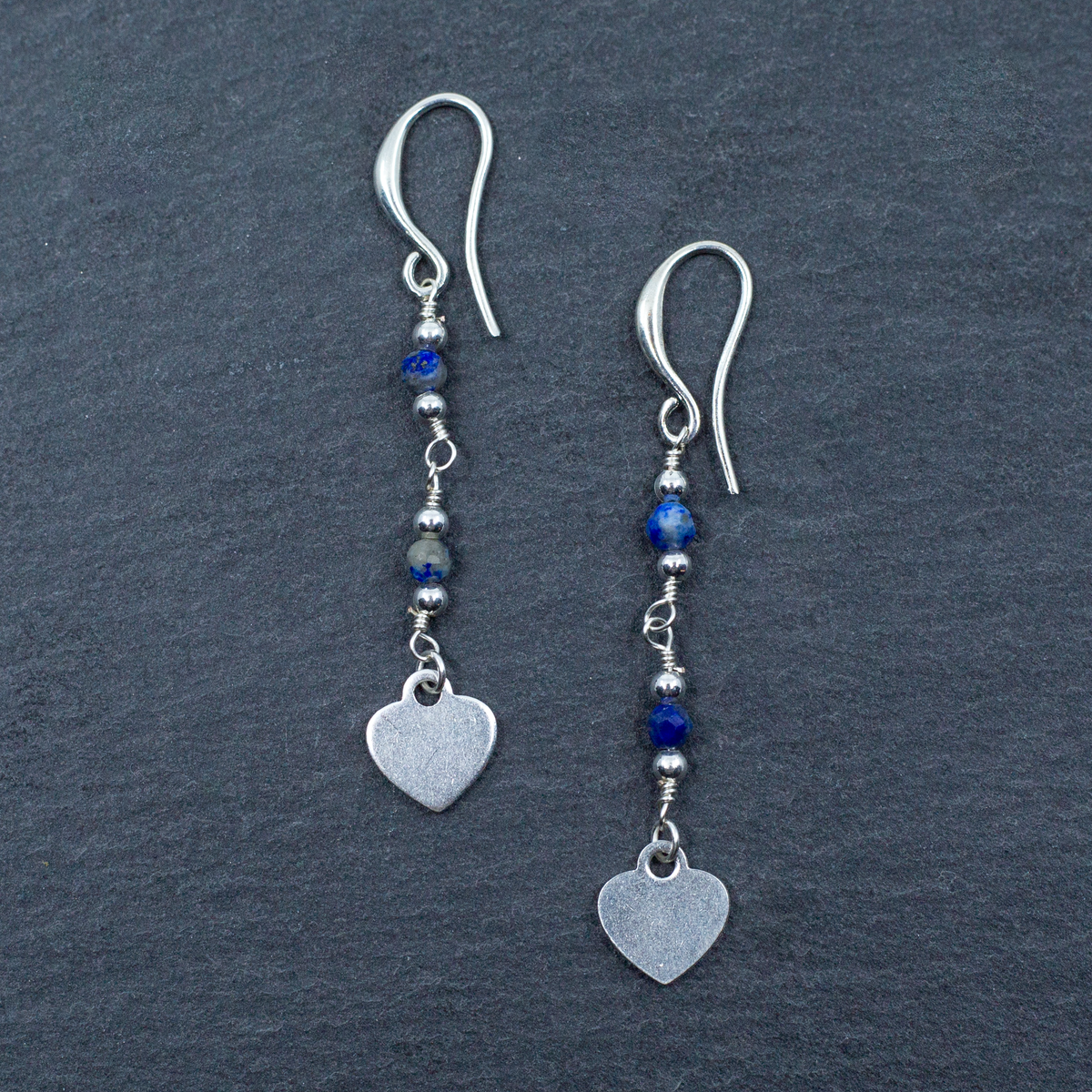 Boucles d'oreilles Breloque Cristal Bleu en Plaqué Argent