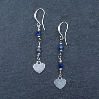 Boucles d'oreilles Breloque Cristal Bleu en Plaqué Argent