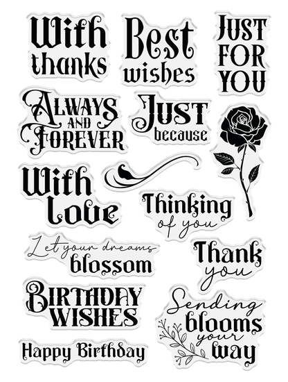 Sara Signature Thorn & Bloom Clear Acrylic Stamp Set - Sending Blooms