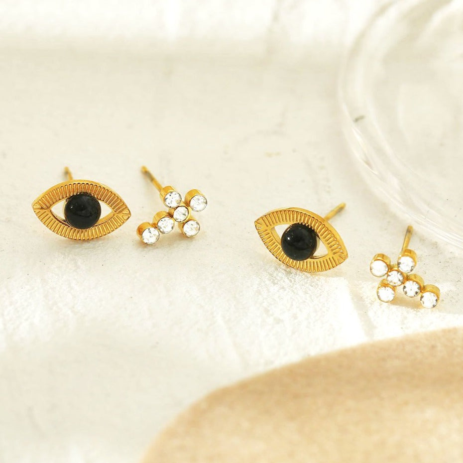 Lot de 2 paires de boucles d'oreilles clous STELLA