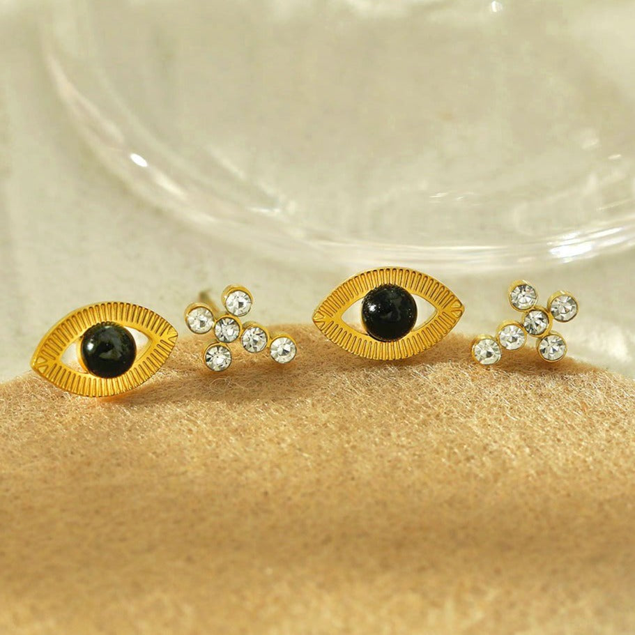 Lot de 2 paires de boucles d'oreilles clous STELLA
