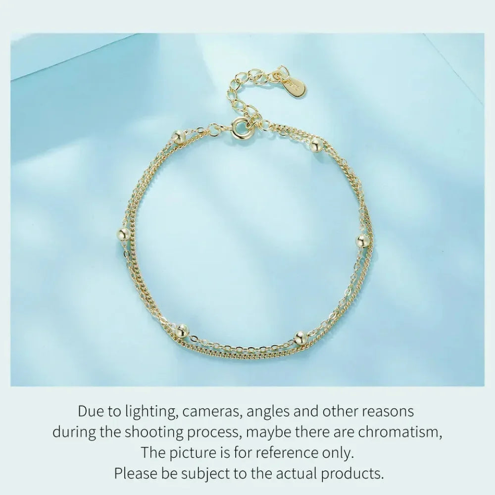 925 Sterling Silver Double Bead Chain Bracelet