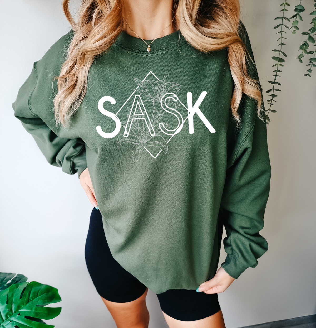 SASK Diamond Line Art Unisex Crewneck | Prairie Apparel | Sask Clothing