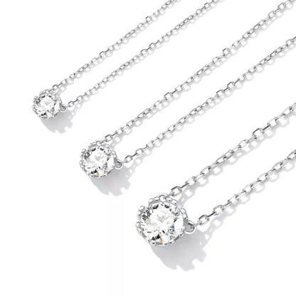 Gorgeous Shiny Choker - 925 Sterling Silver Geometric Cut Zircon Pendant Necklace