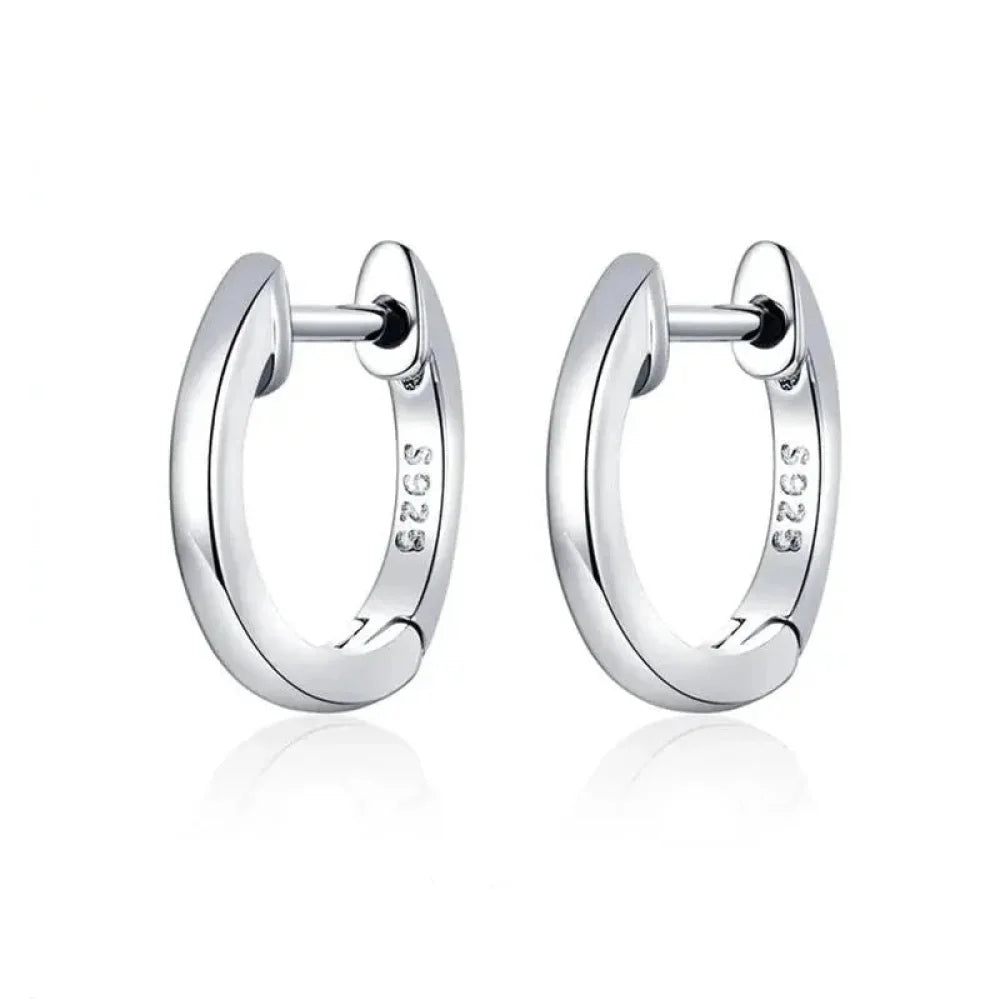 Boucles d'oreilles créoles en argent sterling véritable - Couleur or rose élégante - Bijoux de mode pour femmes SCE808
