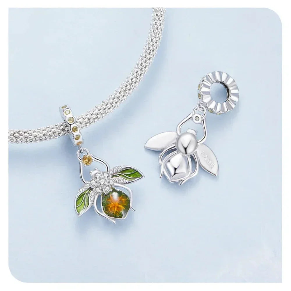 Pleine de charme : Pendentif Abeille-Citron en Argent 925 pour Bracelets et Joncs