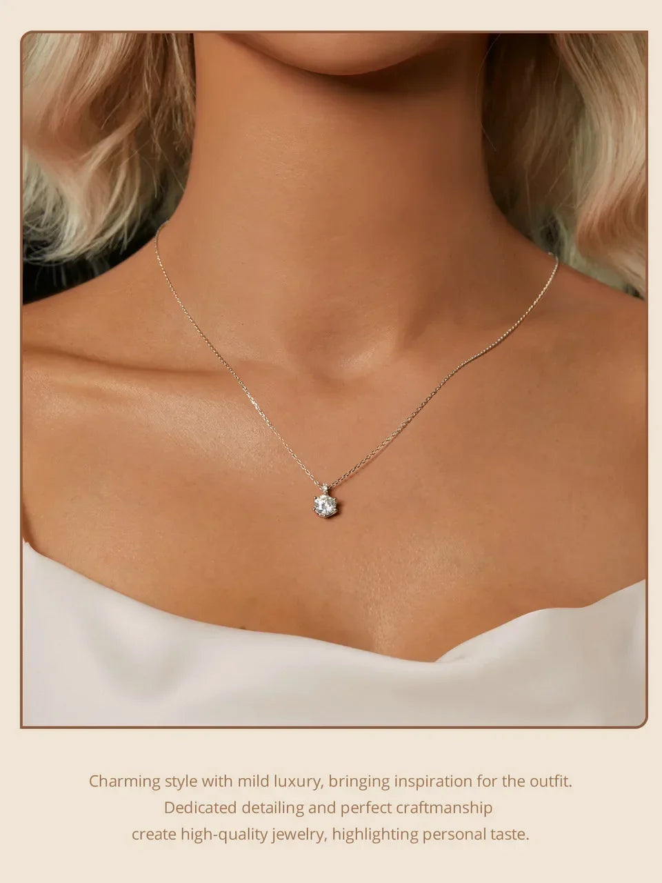 Collier pendentif en argent sterling moissanite 1 carat Glamorous Gem