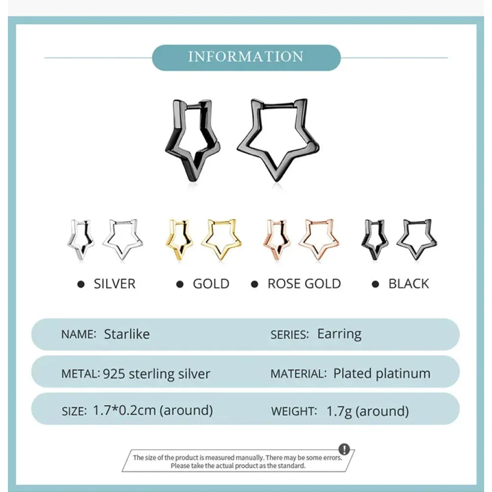 Boucles d'oreilles étoiles en argent sterling 925 - Boucles d'oreoreilles minimalistes en forme d'étoile pour femme - Bijoux de mode SCE1136