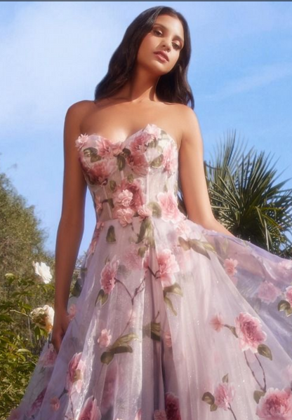 ROBE EN ORGANZA IMPRIMÉ PORTRAIT DE ROSE