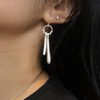 Boucles d'oreilles pendantes doubles en plaqué argent