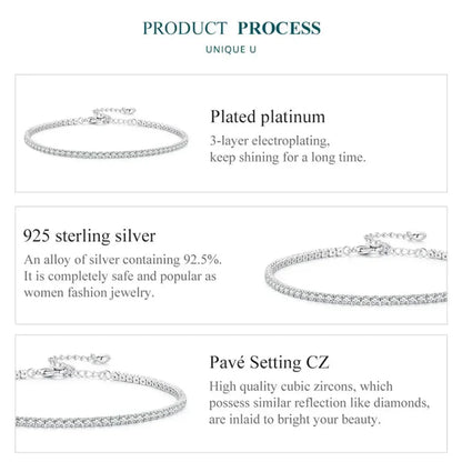 925 Sterling Silver CZ Tennis Bracelet