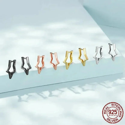 Boucles d'oreilles étoiles en argent sterling 925 - Boucles d'oreoreilles minimalistes en forme d'étoile pour femme - Bijoux de mode SCE1136