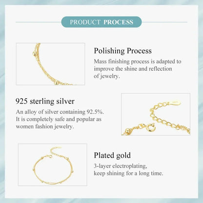925 Sterling Silver Double Bead Chain Bracelet
