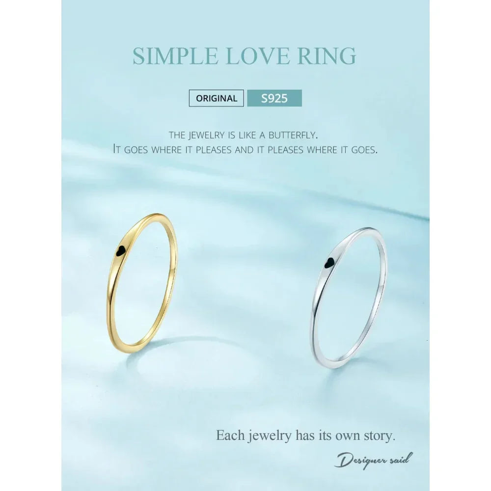 Bague de mariage en argent sterling 925 en forme de cœur – Symbole d'amour, bague de promesse empilable en 2 couleurs (taille 5-10)
