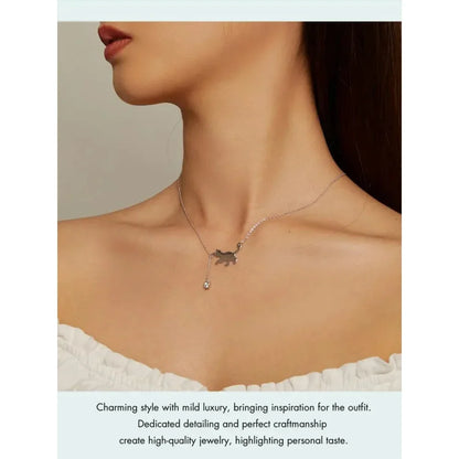 Magnifique collier chat en argent sterling 925 | Élégant pendentif ras-du-cou Scn232 en 3 couleurs