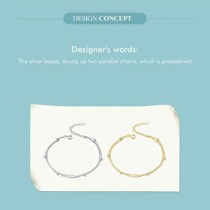 925 Sterling Silver Double Bead Chain Bracelet