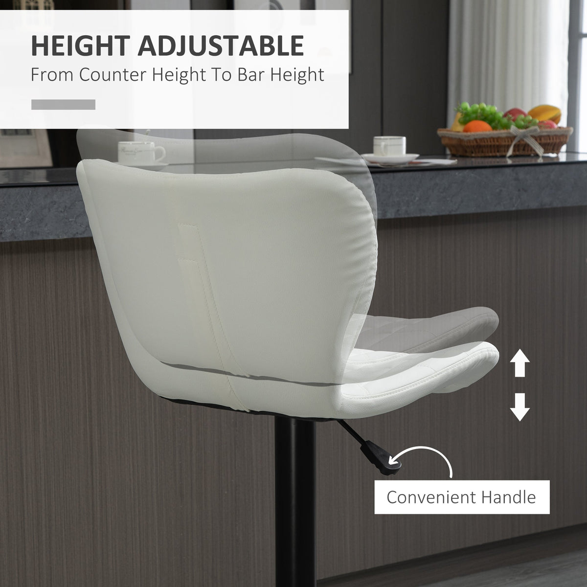 Tabourets de comptoir/bar Avion avec hauteur réglable et pivotant-Lot de 2-Blanc