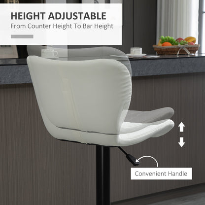 Tabourets de comptoir/bar Avion avec hauteur réglable et pivotant-Lot de 2-Blanc