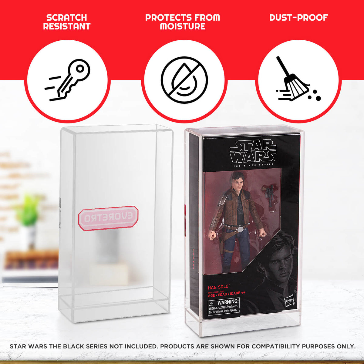 Star Wars Black series EVORETRO Clear Acrylic Display Case - Pack of 1