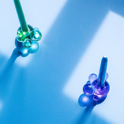Bougeoir en verre bulle de cristal - Sculpture décorative violette