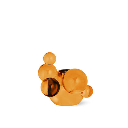 Bougeoir en verre bulle de cristal - Sculpture décorative orange