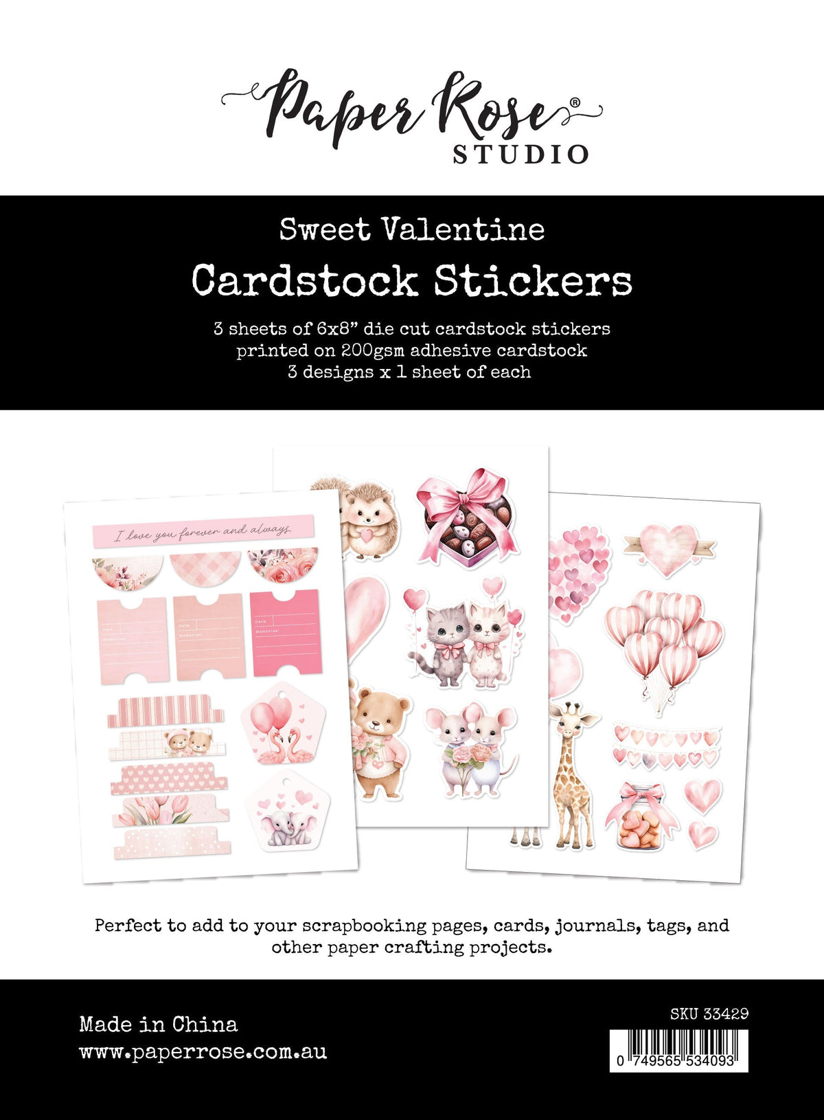Autocollants en carton Douce Saint-Valentin 33429