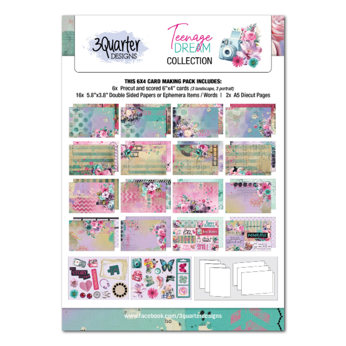 Pack de 6 cartes 10x15 cm Teenage Dream 3Quarter Designs