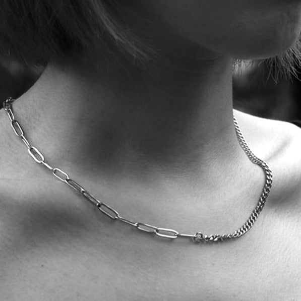 Collier Trieste T-Bar en argent et maillons mélangés