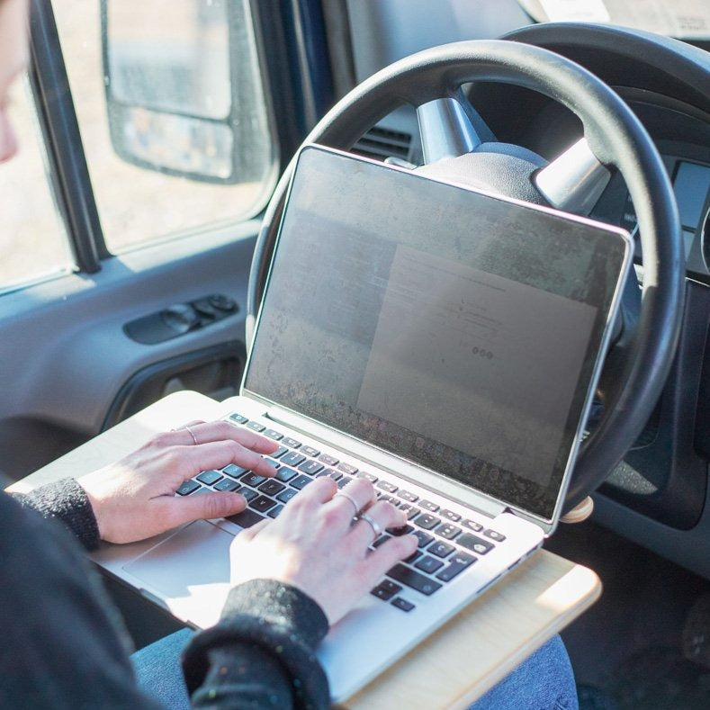 Wooden steering wheel desk for car