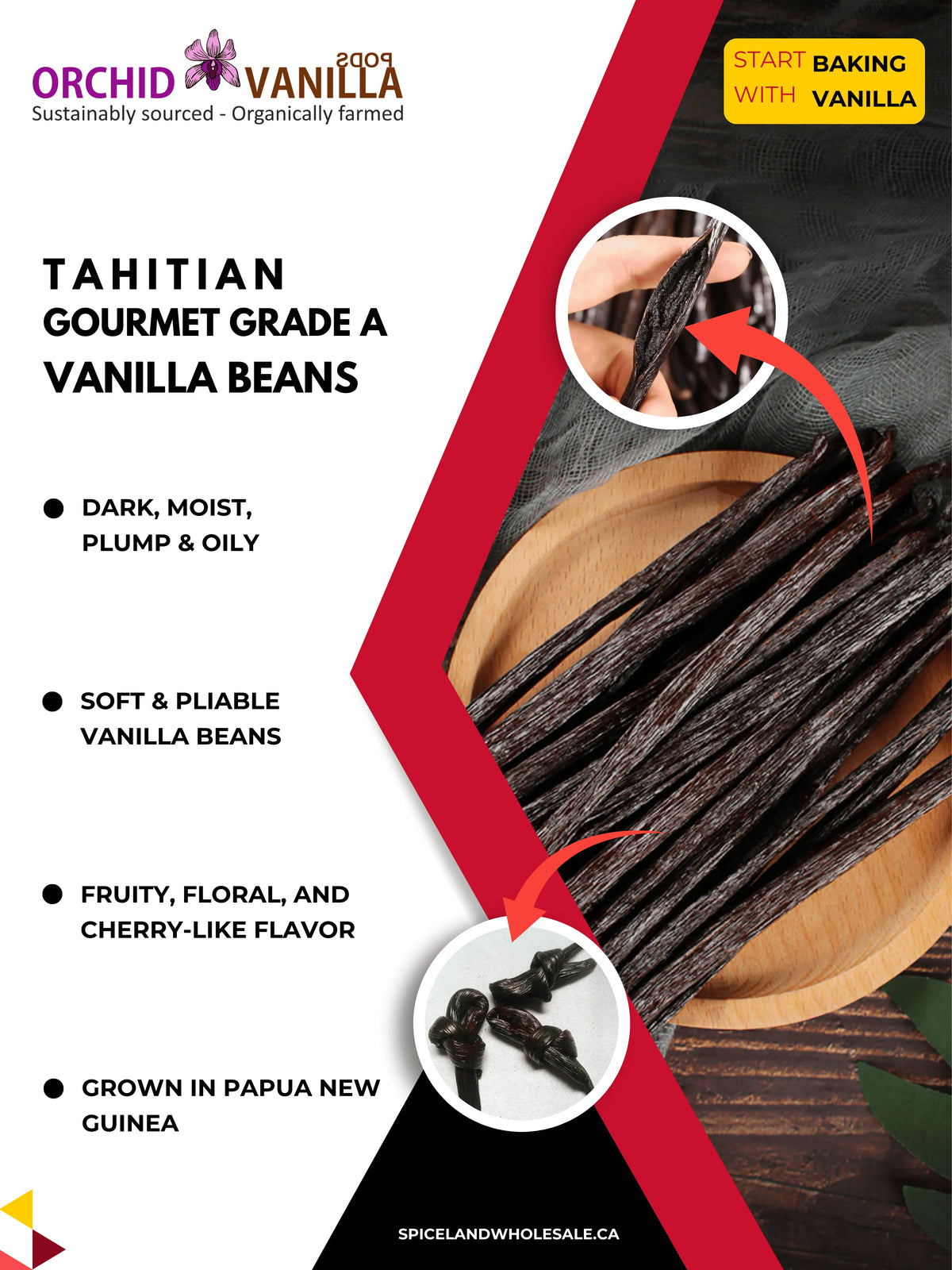 Tahitian Vanilla Beans Gourmet Grade-A <br>For Extract And Baking<BR>By Ounce