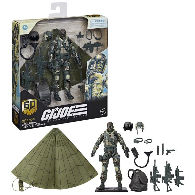 G.I. Joe Classified Series Figurine Pilote d'action 60e anniversaire - HALO - Chute libre à basse altitude - Parachutiste