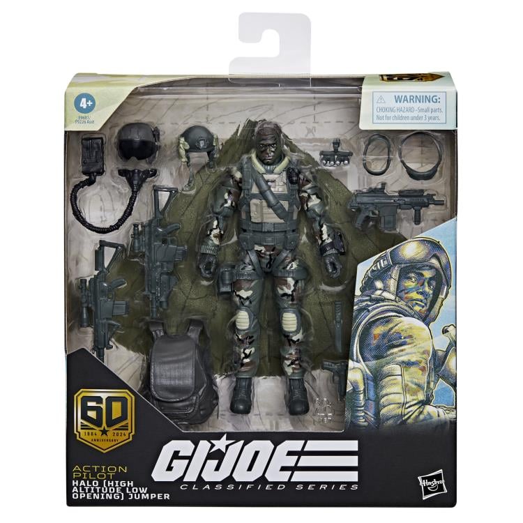 G.I. Joe Classified Series Figurine Pilote d'action 60e anniversaire - HALO - Chute libre à basse altitude - Parachutiste
