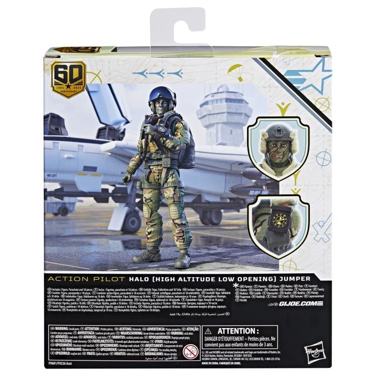 G.I. Joe Classified Series Figurine Pilote d'action 60e anniversaire - HALO - Chute libre à basse altitude - Parachutiste