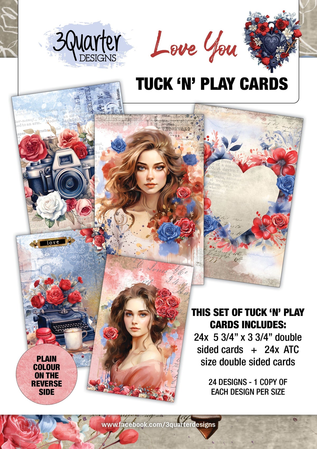 3Quarter Designs Love You - Cartes Tuck N Play