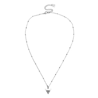 Collier chaîne perlée URIKA avec pendentif triangle pavé de zircons en argent