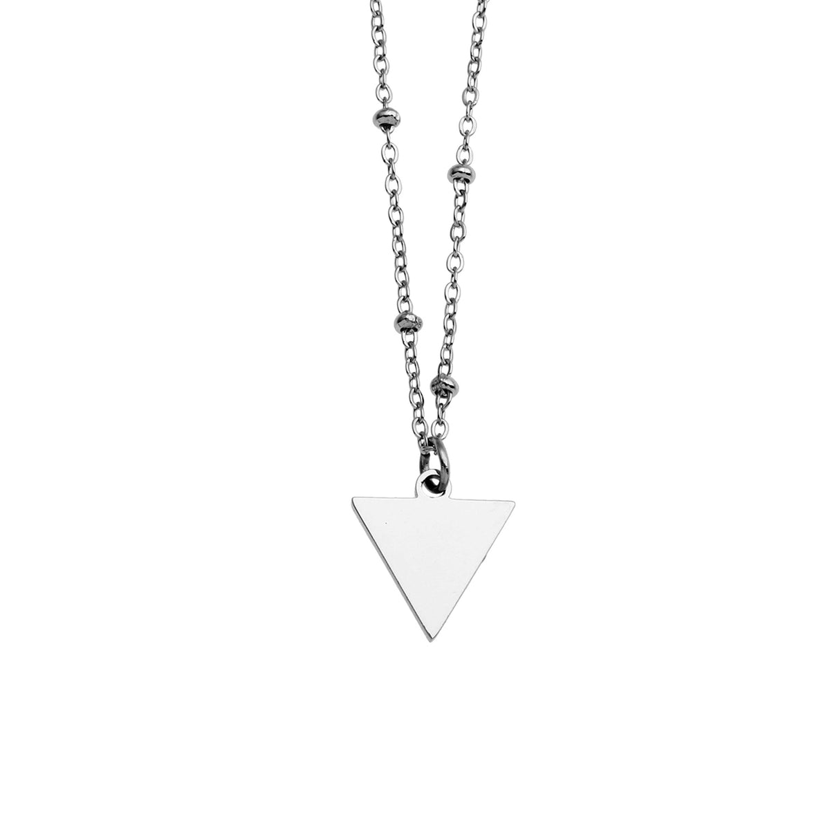 Collier chaîne perlée URIKA avec pendentif triangle pavé de zircons en argent