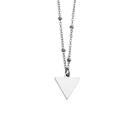 Collier chaîne perlée URIKA avec pendentif triangle pavé de zircons en argent