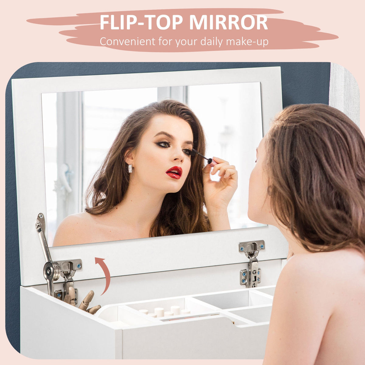 Coiffeuse Alice avec miroir basculant - Blanc