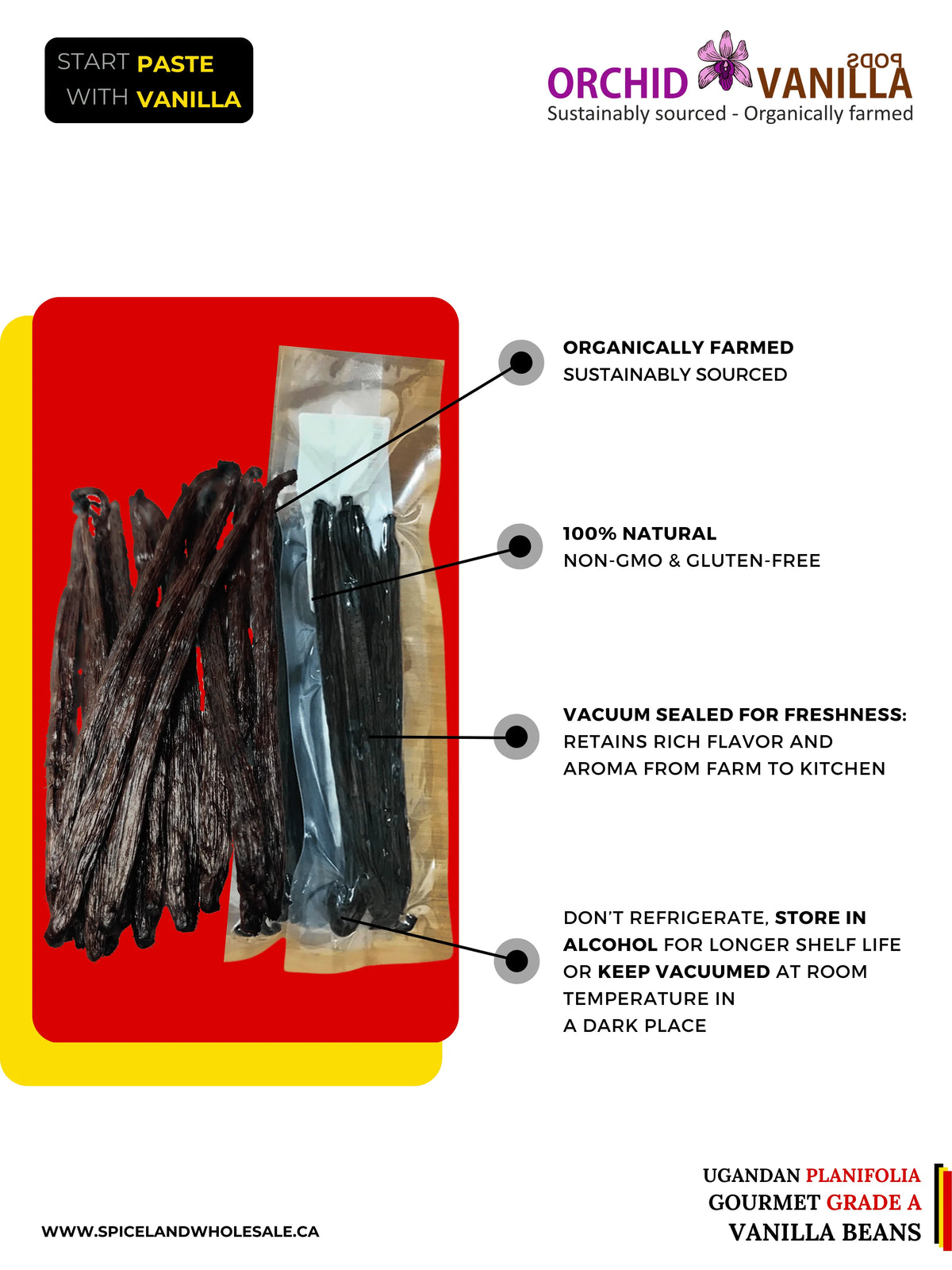 Ugandan Vanilla Beans Grade-A Gourmet <br>For Extract And Baking<BR>By Count