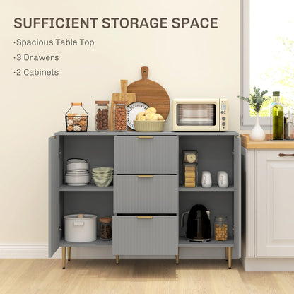 Buffet de cuisine moderne/Meuble d'entrée Ellis avec 3 tiroirs - Gris