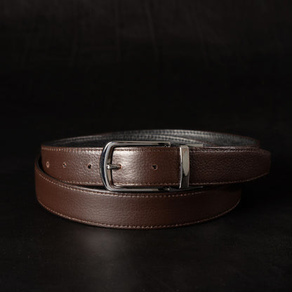 La ceinture Harvey Dent – Ceinture réversible en cuir pleine fleur grainé extra-fine de 30 mm avec surpiqûres